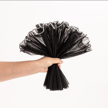 Premium Black Wrapping Paper Net Wrinkled with Pearl 64 cm long  | Gift Wrappers | Premium 2026 Edition