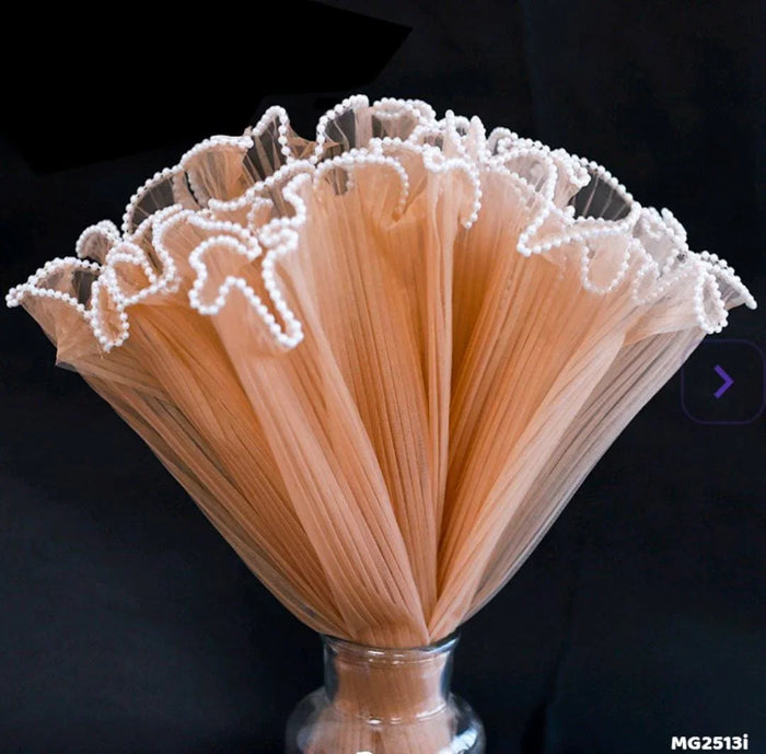 Premium Brown Wrinkled Net Gift Wrap with Pearls | 64cm | 2026 Edition I Used in combination with pipe cleaners