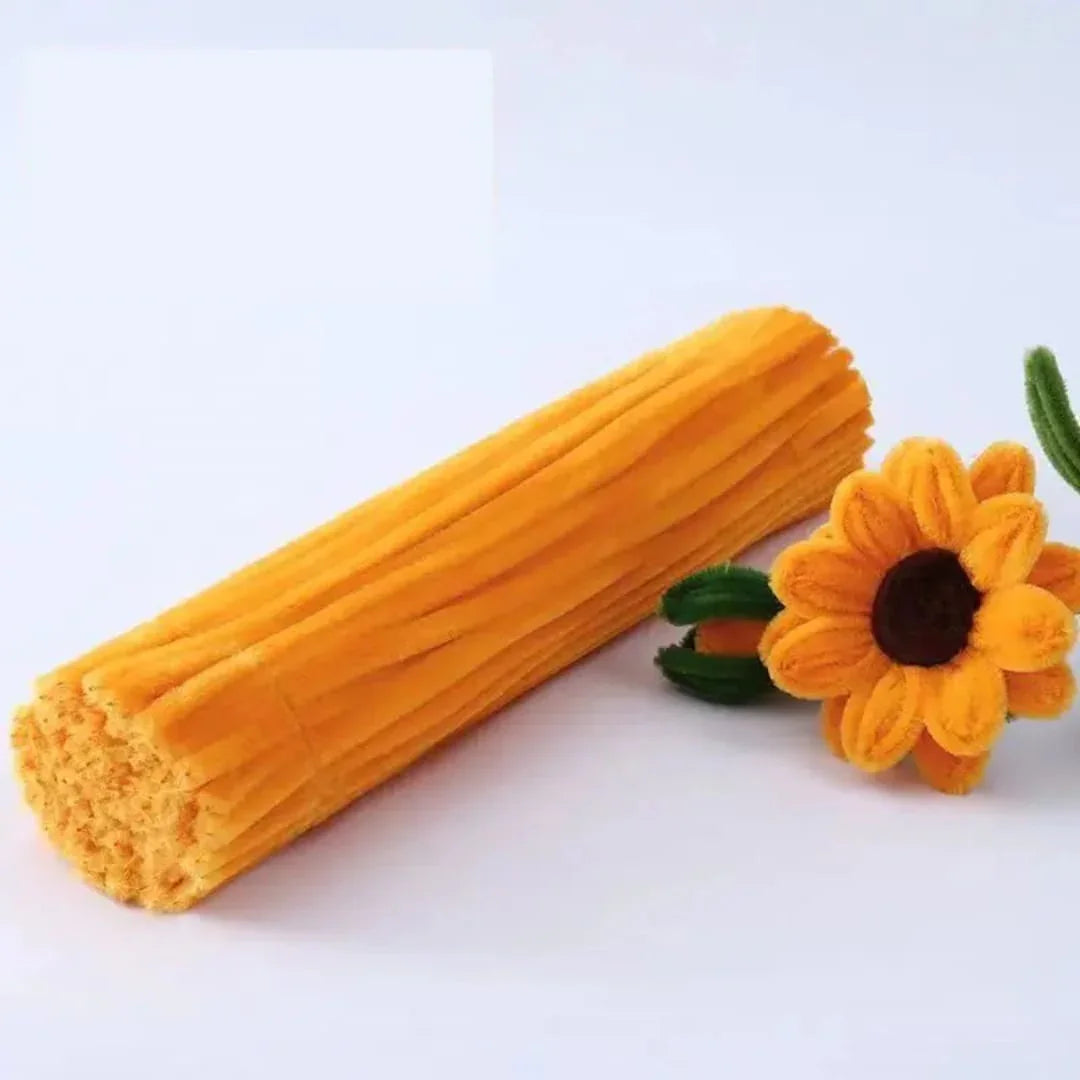 Golden Orange Plain Pipe Cleaner for Craft and Bouquet l Pack of 100Pc