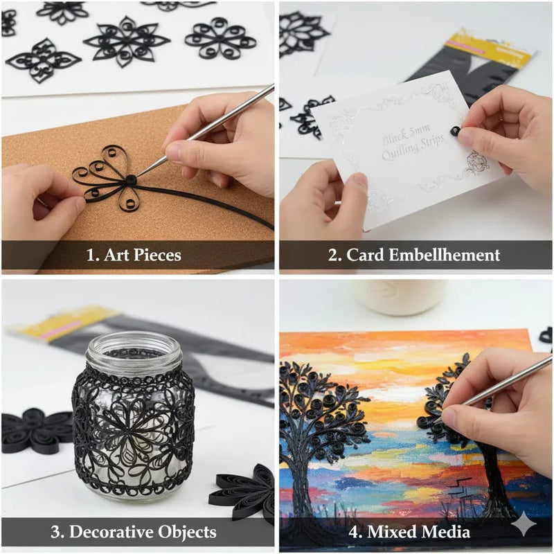 Black 5mm Quilling Strips - High Quality & Affordable