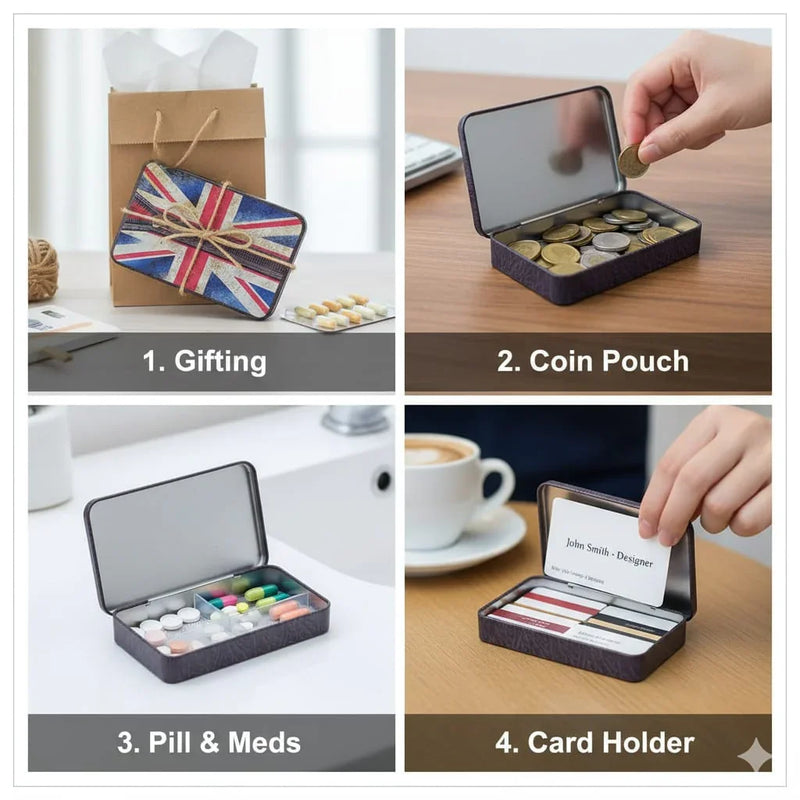 Metal Tin box for gifting I Small coin box metal I Metal Medicine Box I Card holder