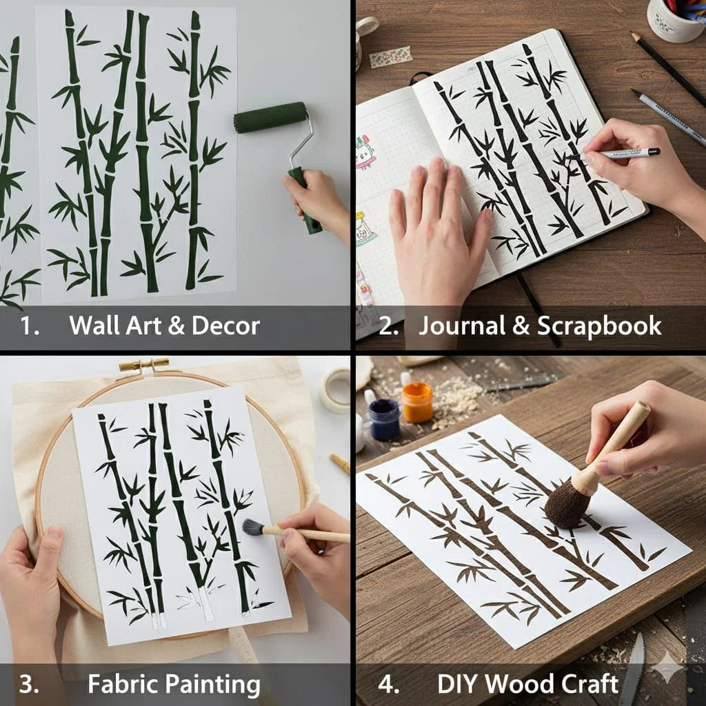 Jags Drawing Stencil Plastic A5 Bamboos Tree - JSPA5-6