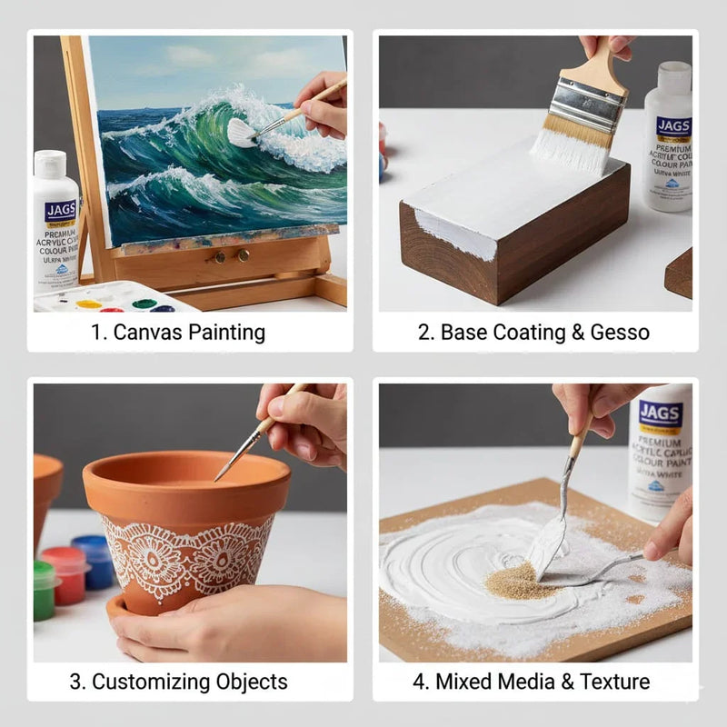 Jags Premium Acrylic Colour Paint Ultra White JPAC01