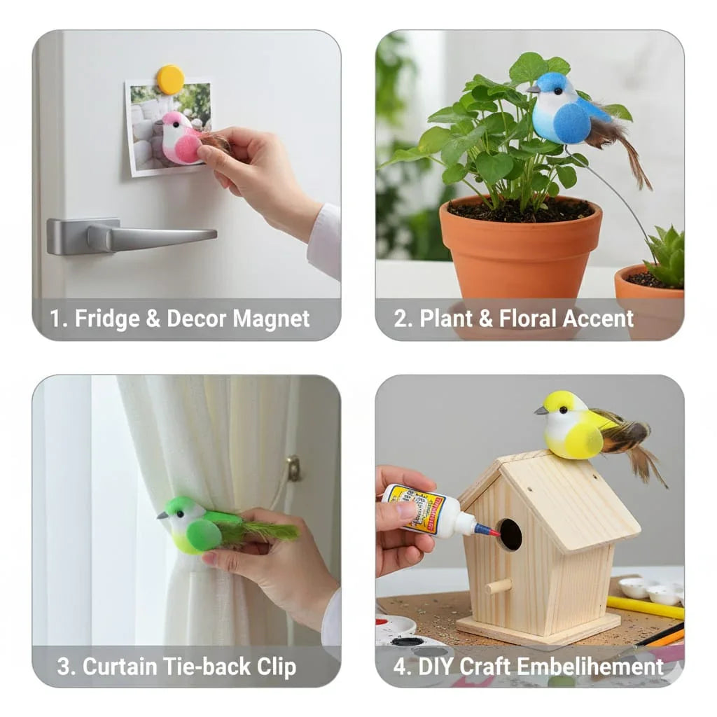 Artificial Birds With Magnet I Contain 1 Unit Bird I 5-6 Cm approx I used for art and craft