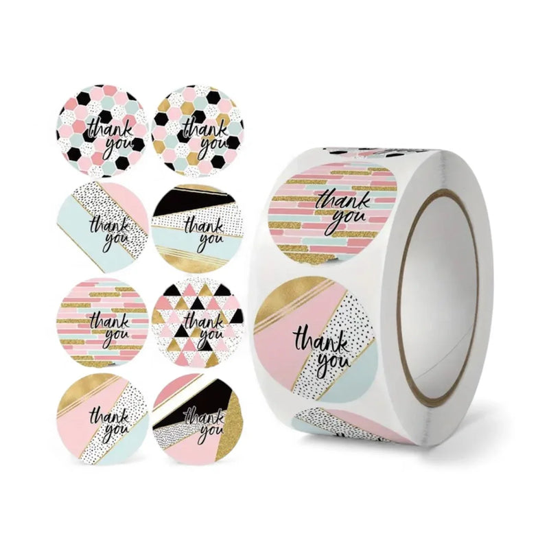 Thank You Stickers & Labels for Packaging (500 Sticker Roll of 1 Inch)
