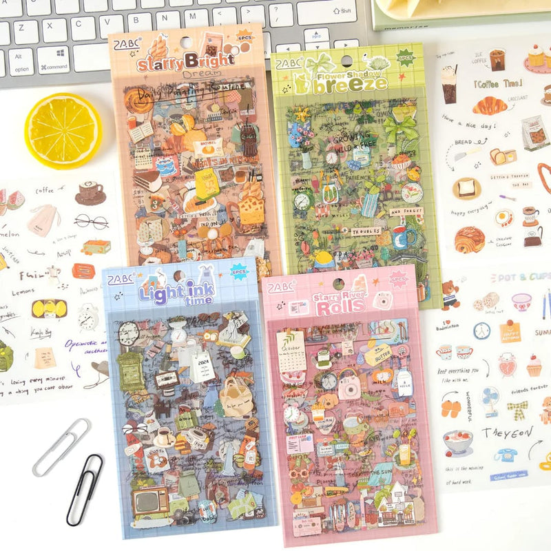(Buy 1 Get 1 Free ) Vintage Daily Life Aesthetic Sticker for Scrapbooking & Planners l  Pack of 1 contains 6 sheets