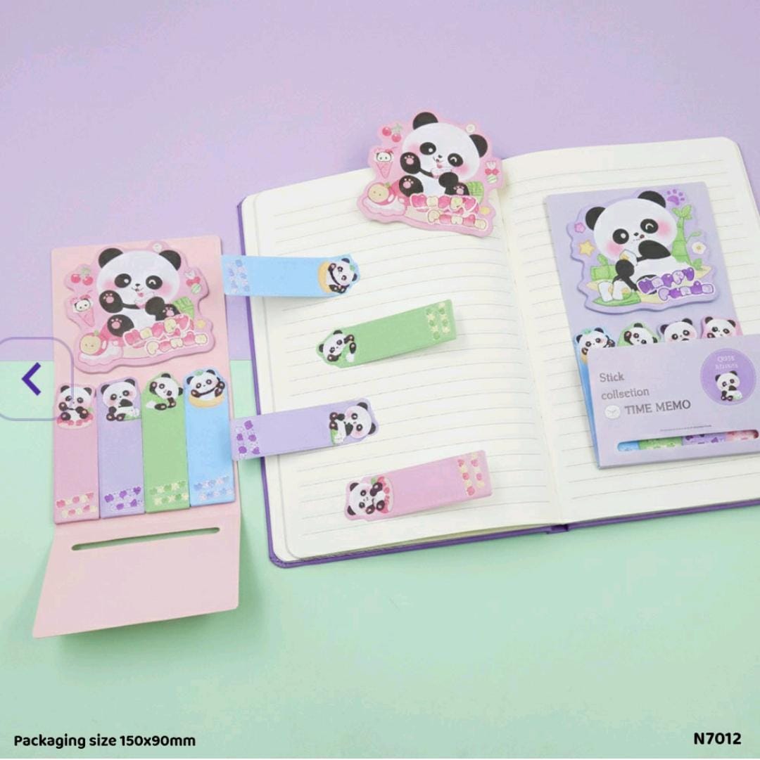Cute Panda Sticky Notes Set  | 5 designs x 30 sheets each  | Pack Of 1