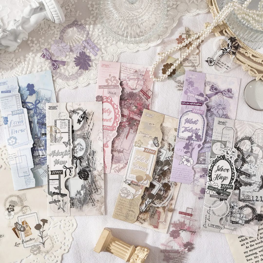 ( Buy 1 Get 1 Free ) Vintage Aesthetic Premium Retro Stickers | Pack of 1 contains 10 sheets