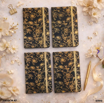 Premium mini A7 Black Gold Floral Diary | Pack Of 1 diary