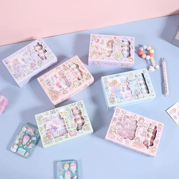 Kawaii Stationery Cute Stickers, Washi Tapes set  |Assorted Design | Pack of 1