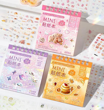 (Pack of 3 books) Cute Mini Kawaii Themed Mini Sticker Books l 1 book contains 24 sheets