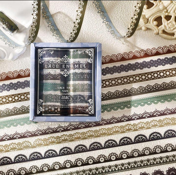 Premium Vintage Lace washi tape | Aesthetic Craft Supplies l Pack of 1 contains 12 tapes