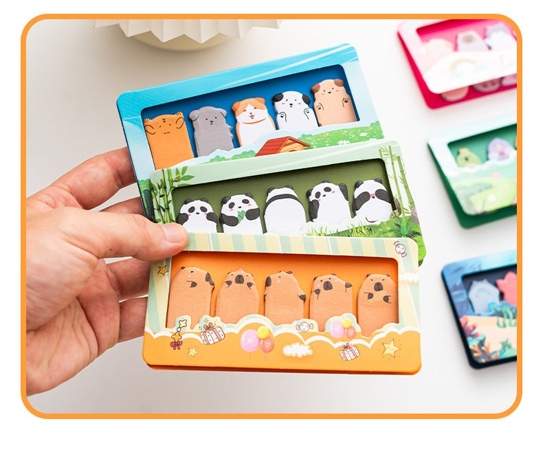 (Buy 1 get 1  free) Cute Animal Printed Sticky Notes Set l Kawaii Bookmark Tabs, Planner & Notes l Pack of 1 contains 150 sheets