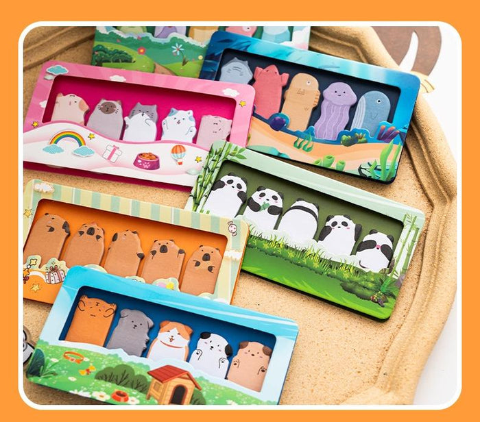 (Buy 1 get 1  free) Cute Animal Printed Sticky Notes Set l Kawaii Bookmark Tabs, Planner & Notes l Pack of 1 contains 150 sheets