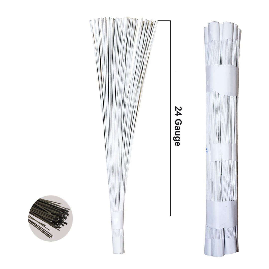 White Wire 12Inch | Used in combination with pipe cleaners| Pack of 1 Contains 100 wires