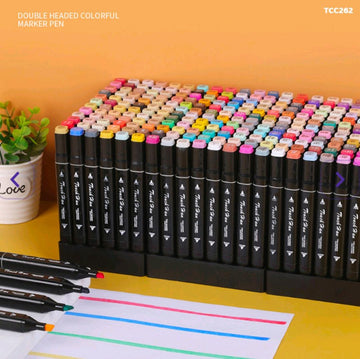 Professional Alcohol Dual-Tip Markers - 262 Vibrant Colors in Black Pouch
