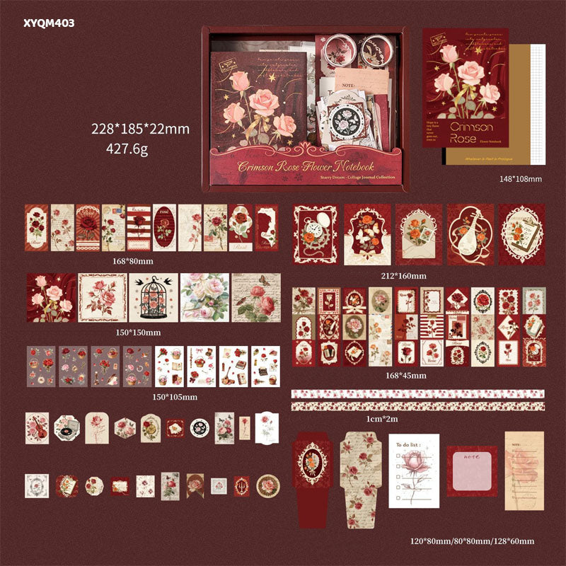 Flower Notebook Cutout & Sticker Set - 128 Pcs