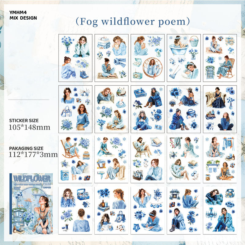 Yinmo Flower Sticker Book - 20 Sheets for Journaling