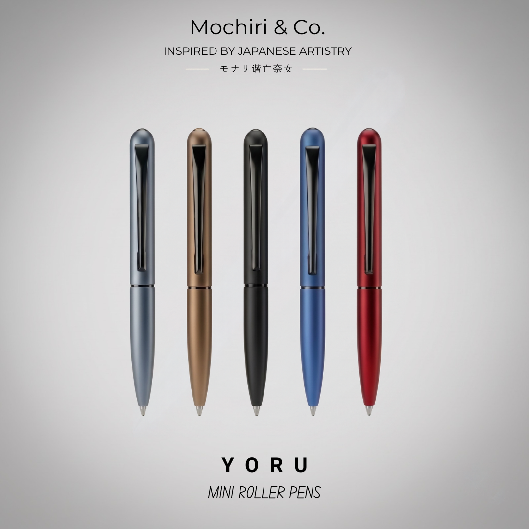 Mochiri & Co. Japan inspired YORU Mini Roller Pens | Pack of 5 | Refined Metal Body | Smooth Writing