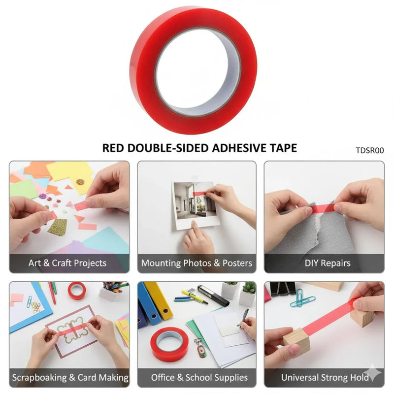 Tape Double Sided Red 5Mtr 12mm