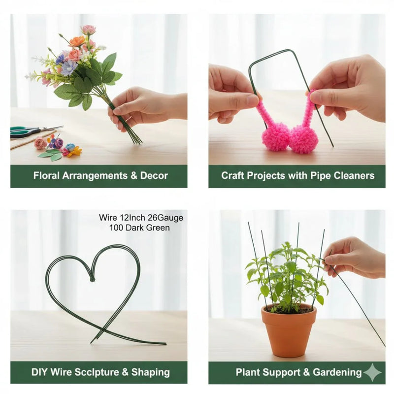 Wire 12Inch 20Gauge 100 Dark Green | Used in combination with pipe cleaners