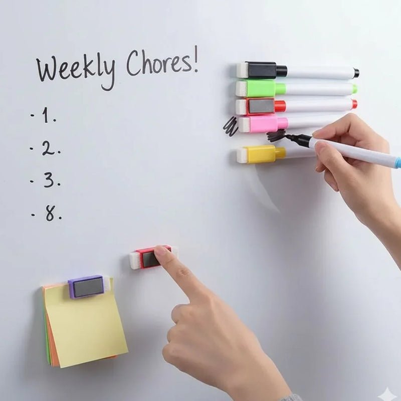 (Buy 1 Get 1 Free) Magnetic white board marker with duster, dry wipe pens with magnet