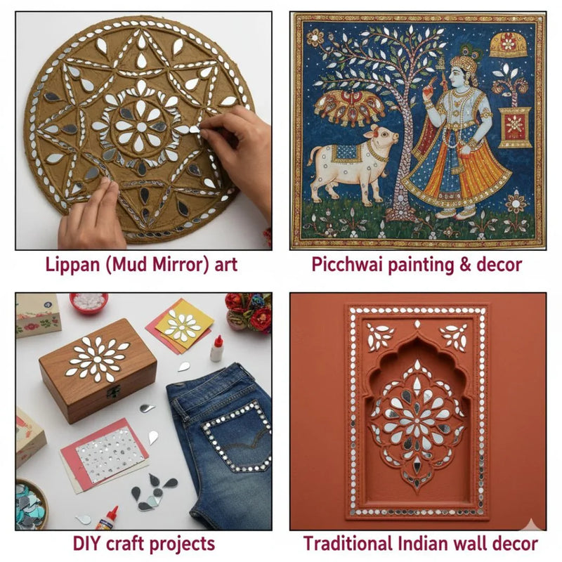 Small Glass mirrors for Picchwai Craft & Lippan Craft- Approximately 25 Grams