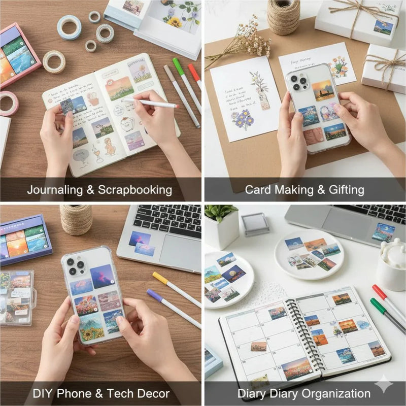 (300 pcs) Premium washi collage stickers for Journals| Journaling and scrapbooking sticker