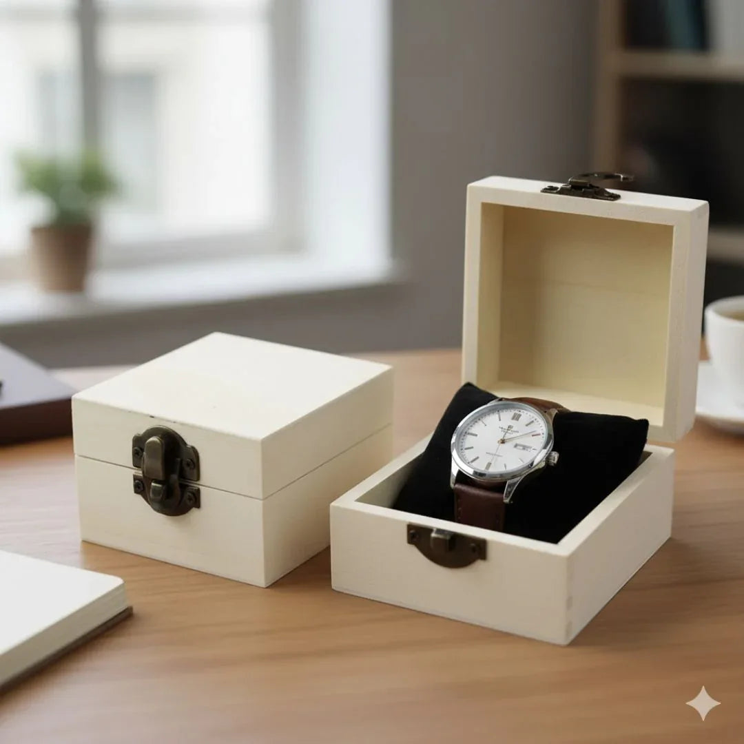 Versatile Wooden Box - 8x8x5cm, Contain 1 Unit for DIY