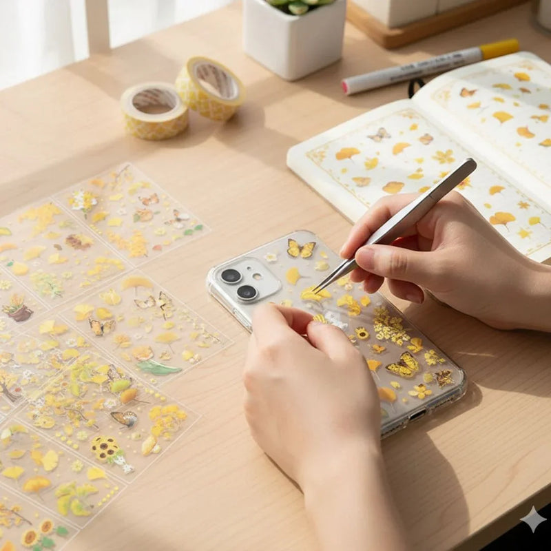 Natural dried flower Sheet stickers for Journaling & Resin (Pack of 8 pcs)