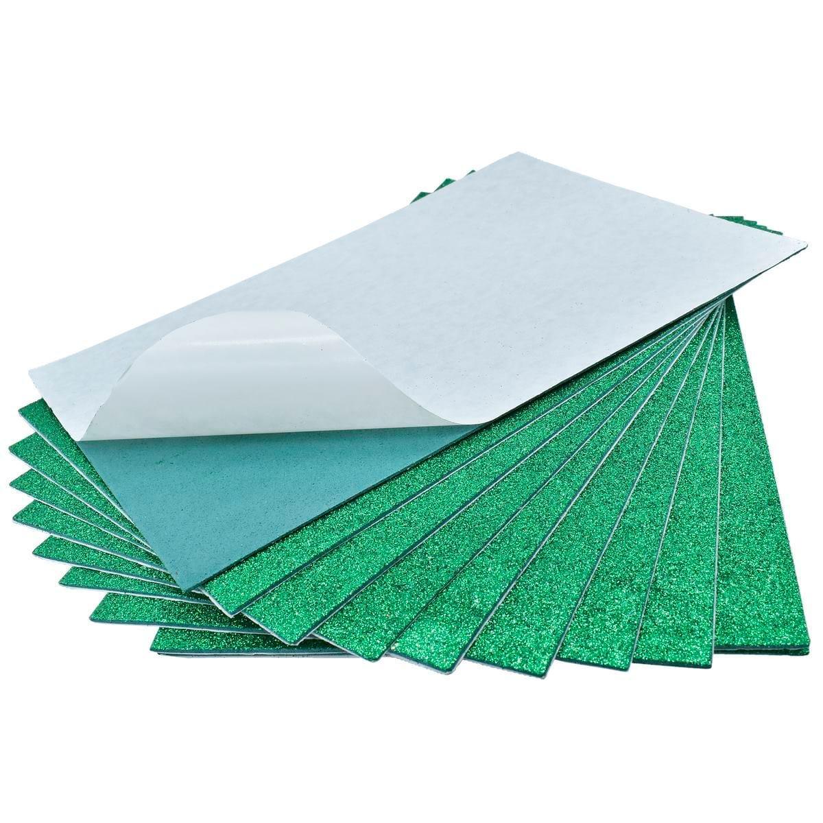 jags-mumbai Glitter Paper & Foam Sheet A4 Glitter Foam Sheet With Sticker Green 26164GN
