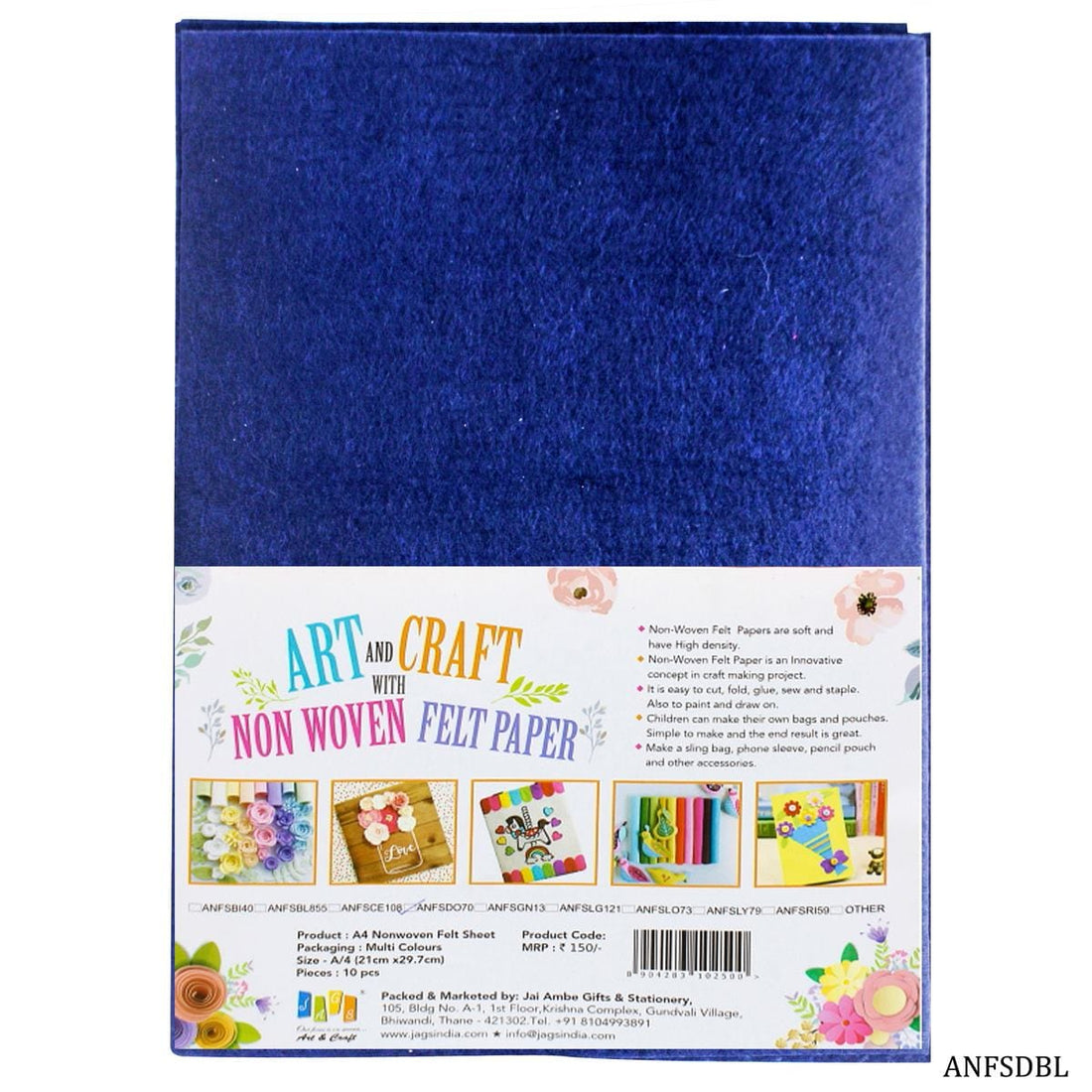 jags-mumbai Non-Woven & Felt Sheets A4 Nonwoven Felt Sheet Dark Blue ANFSDBL