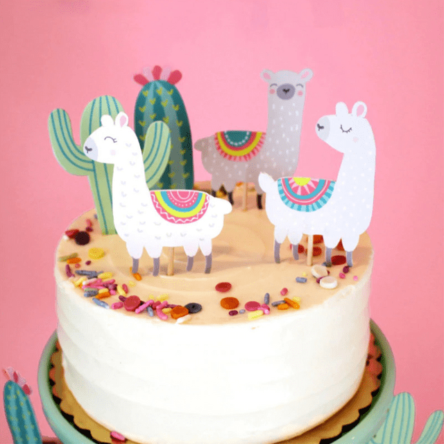 Cake Topper 5pc Set - Llama/Alpaca & Cactus