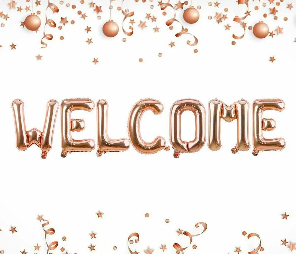 16 Inch Bachelorette Party Wedding Foil Balloons Rose Gold Letter Welcome Sign Banner Birthday Party Decorative