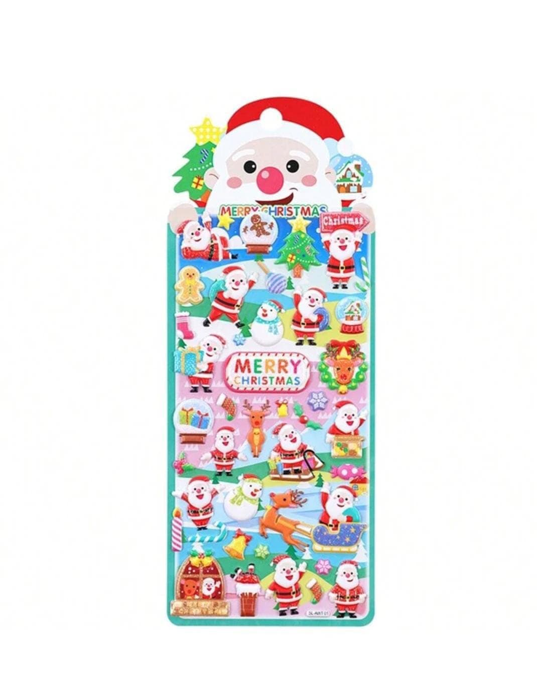 Bright International Decorative Stickers Christmas 3D Three-Dimensional Sticker Set - Santa Claus, Christmas Tree, Gift Box, Snowman, Party Decoration for Cups, Mobiles, and Stationery (Pack of 1)