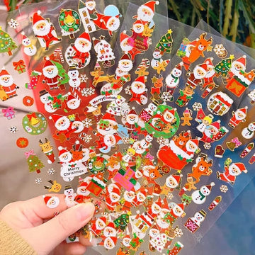 Christmas themed deco Stickers with a Golden Touch  I Contain 1 Unit sheet I