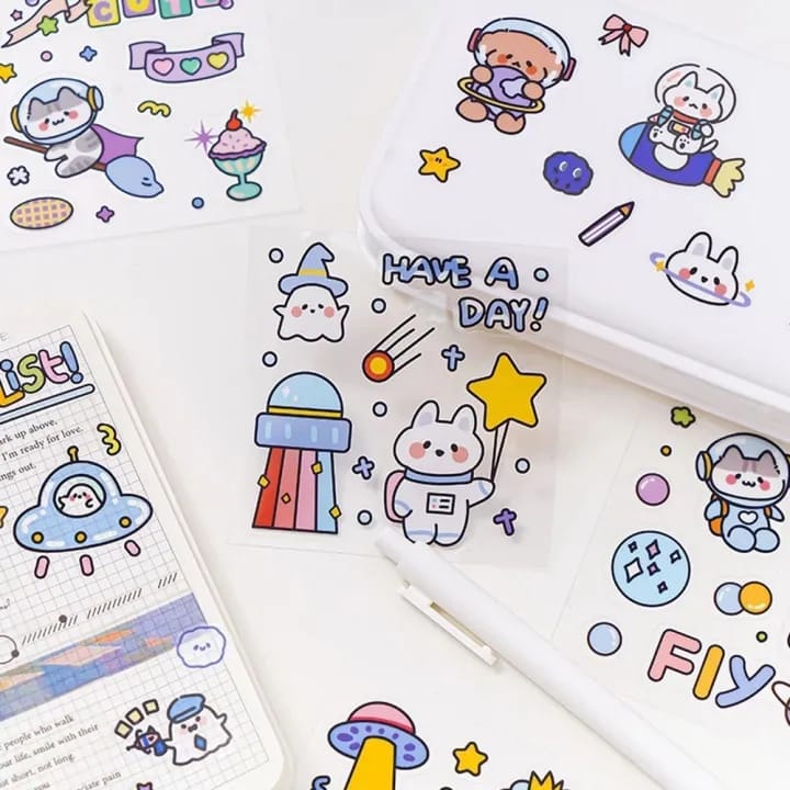 Bright International Journaling Supplies Copy of Cute Colorful Kawaii | Planet-space themed Stickers |Pack of 25 Sticker - works on resin too