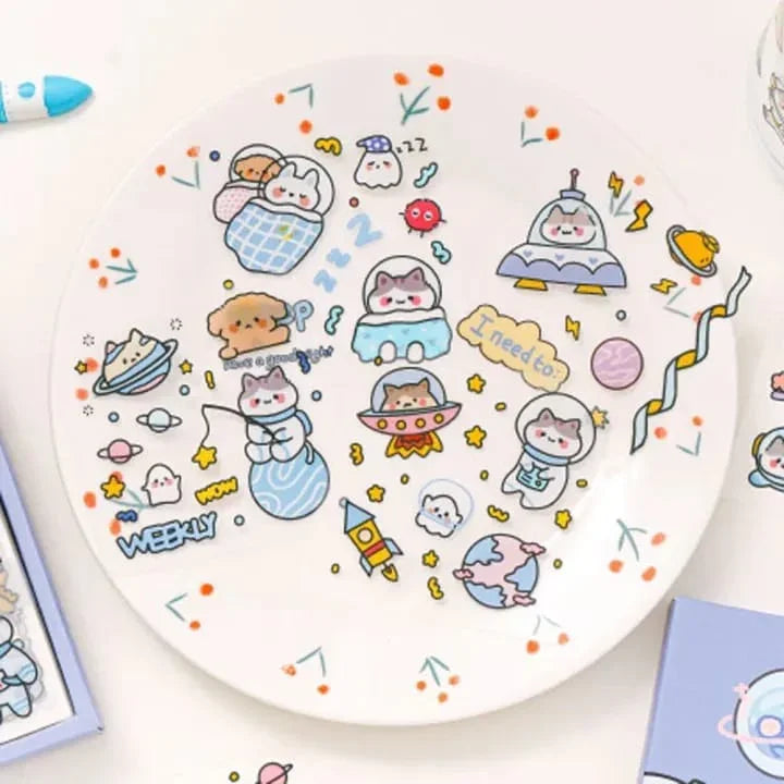 Bright International Journaling Supplies Cute Colorful Kawaii | Planet-space themed Stickers |Box Of 100 Sticker - works on resin too