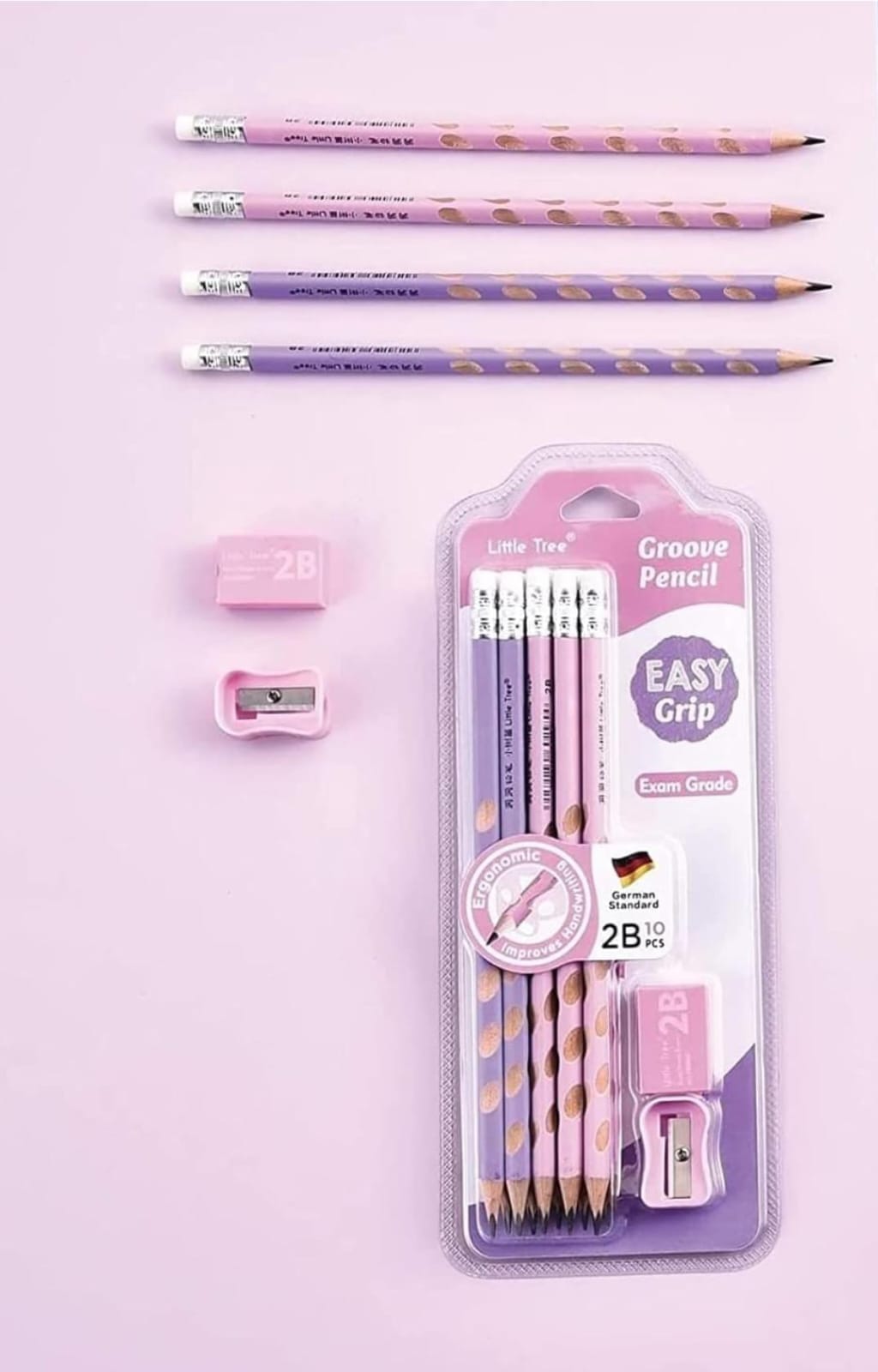 2B Pencils, Triangular Soft Texture 60pcs Drawing Pencils Pink