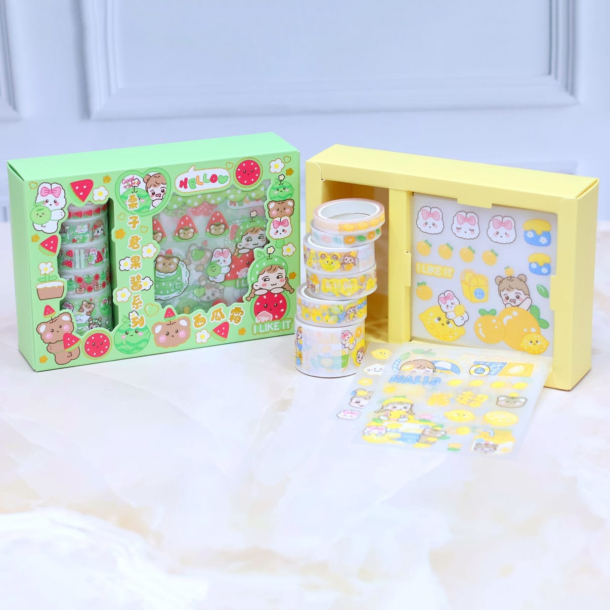 Bright International Washi Tape Kawaii Washi Tape Roll Set of 6 with Stickers Set of 6  I Scrapbooking and journaling Kit