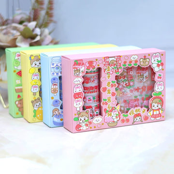 Kawaii Washi Tape Roll Set of 6 with Stickers Set of 6  I Scrapbooking and journaling Kit