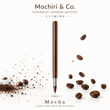Mochiri & Co. Japan Inspired Mocha Premium Roller Ball Pen | Coffee-Scented | Metal Body | Smooth Writing | Refillable