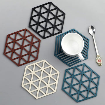 Premium Hexagon shaped Heat Insulation Silicon Coaster- single piece