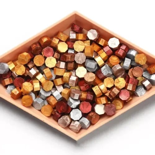 craftdev Mumbai branch (Buy 1 Get 1 Free) Wax beads metallic Mix shade - Pack of 17+17 beads