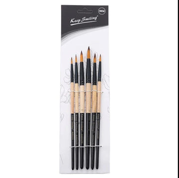 craftdev Mumbai branch Easel & Art Tools-brushes Wooden Round Brush Set of 6 - Perfect Precision for Your Artistic Creations