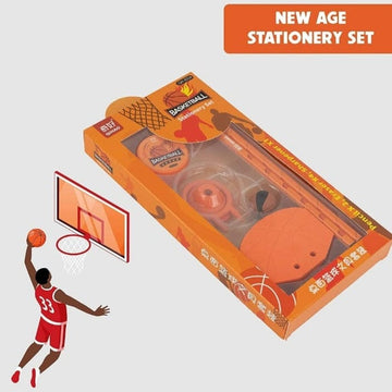 Basketball Sports Stationery Set - 2 Pencils, 4 Erasers, and 1 Sharpenersports basketball stationary set
