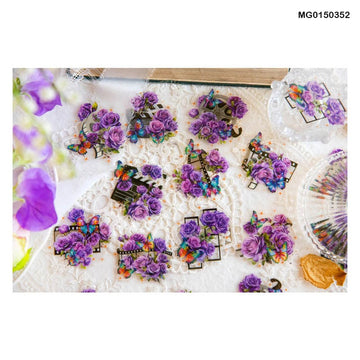 craftdev Mumbai branch Journaling Supplies Floral Reel Sticker for Journals | Small Flower sticker | Vintage Design