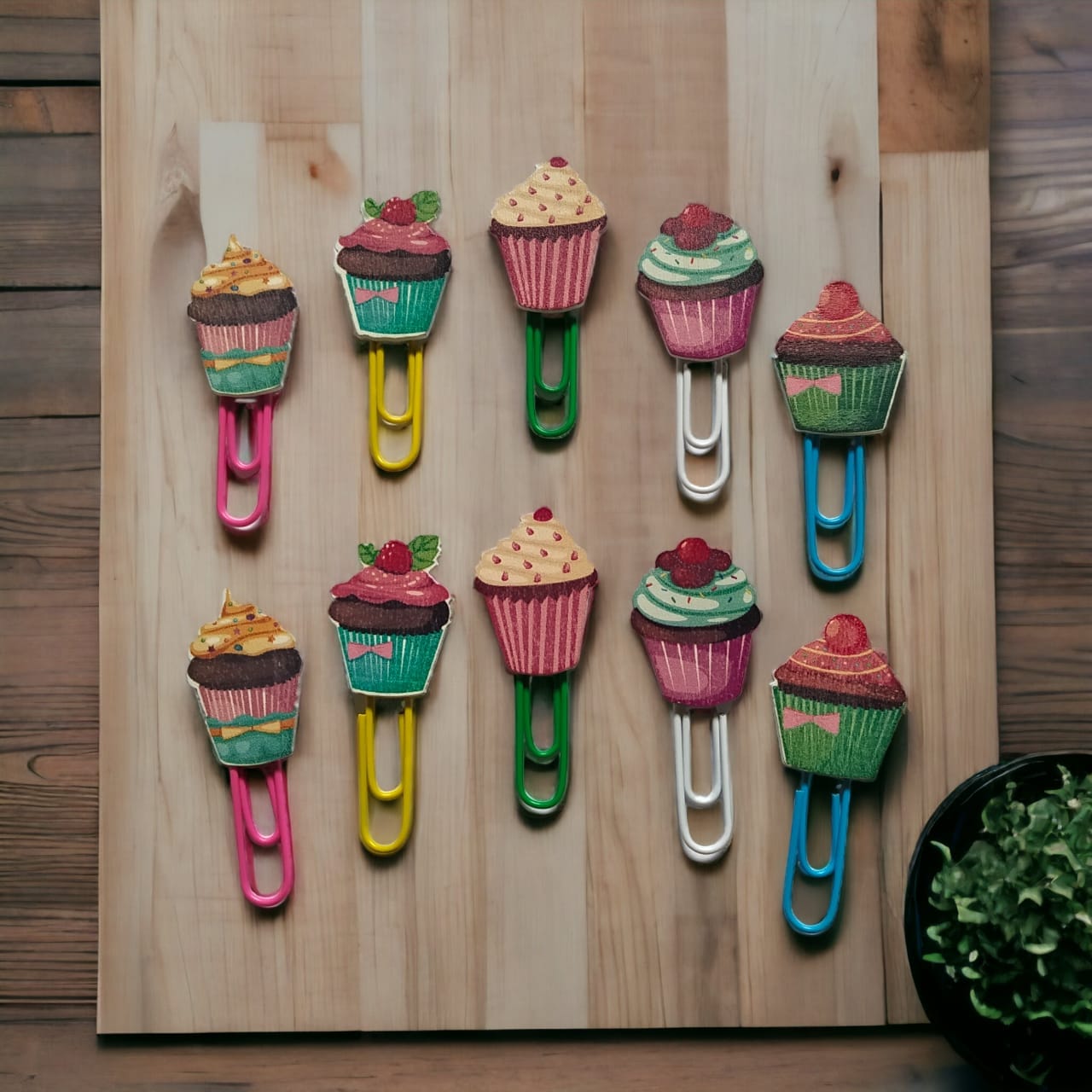 craftdev Mumbai branch MDF & wooden Crafts Cute cupcakes Wooden Clips - Pack of 10 clips - Organize, Decorate, and Craft with Natural Elegance
