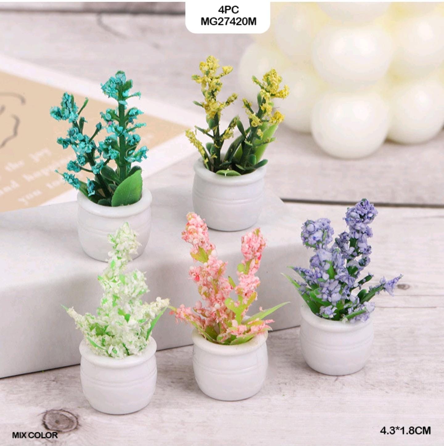 craftdev Mumbai branch Miniature Cute Miniature Plant Pot with Flower - Pack of 4 Pieces