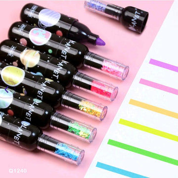 Pastel Space Sparkle bottle highlighters -Pack of 6 (space theme)